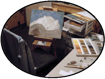 Work in progress in the artist's studio